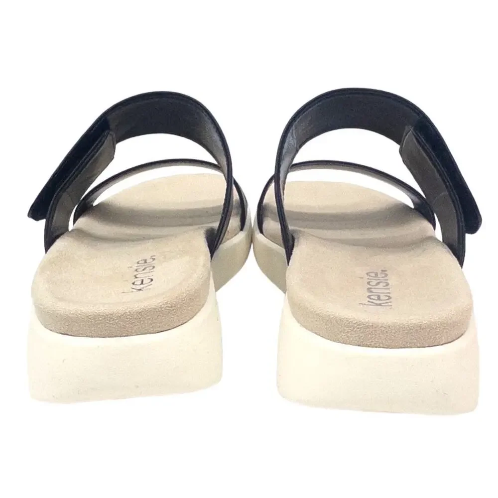 Kensie Womens Adjustable Double Band Casual Platform Sandals Black  Size 8 or 9